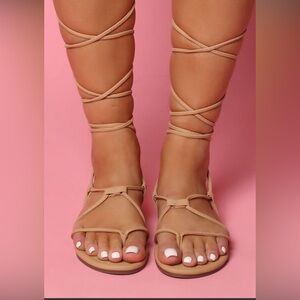 NWOT Fashion Nova nude wrap sandal size 11